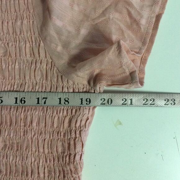 BLOOMCHIC 14-16 1X Plus Cotton Textured Shirred Bodice Pleated Midi Dress B81 - Picture 5 of 8